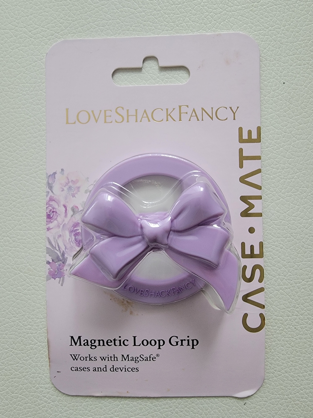 LoveShackFancy Lavender Bow Magnetic Loop Grip, Case-Mate